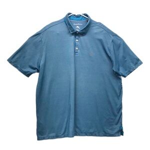 Tommy Bahama Polo Mens 2XL XXL Teal Blue Short Sleeve Casual‎ Golf Shirt.